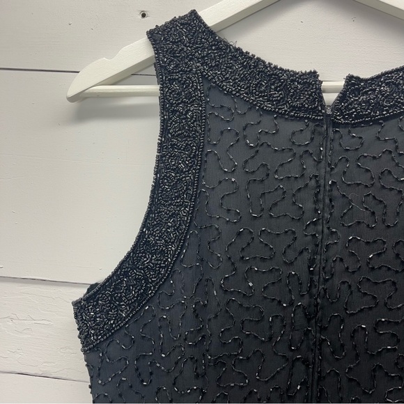 Vintage Laurence Kazar Beaded Sequins Glam Dress in Black Size PM - Picture 7 of 7